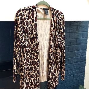 Grace Elements, leopard open cardigan, xl,excellent condition,ptp22", pockets